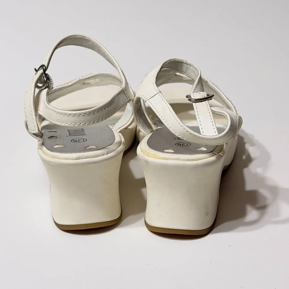 Innocence Girls White Open Toe Wedge Heel Sandals Size 13.5